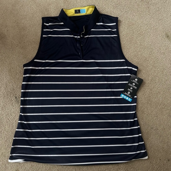 PGA Tour Tops - PGA Tour Navy Polo with Yellow Trim
